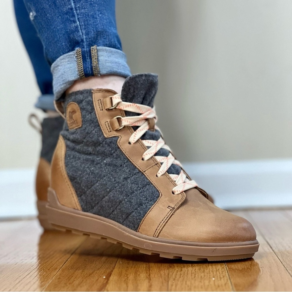 242 | Sorel Evie 2 Women’s Lace Boots Wedge Sneakers Athletic Casual Shoe - Picture 7 of 12